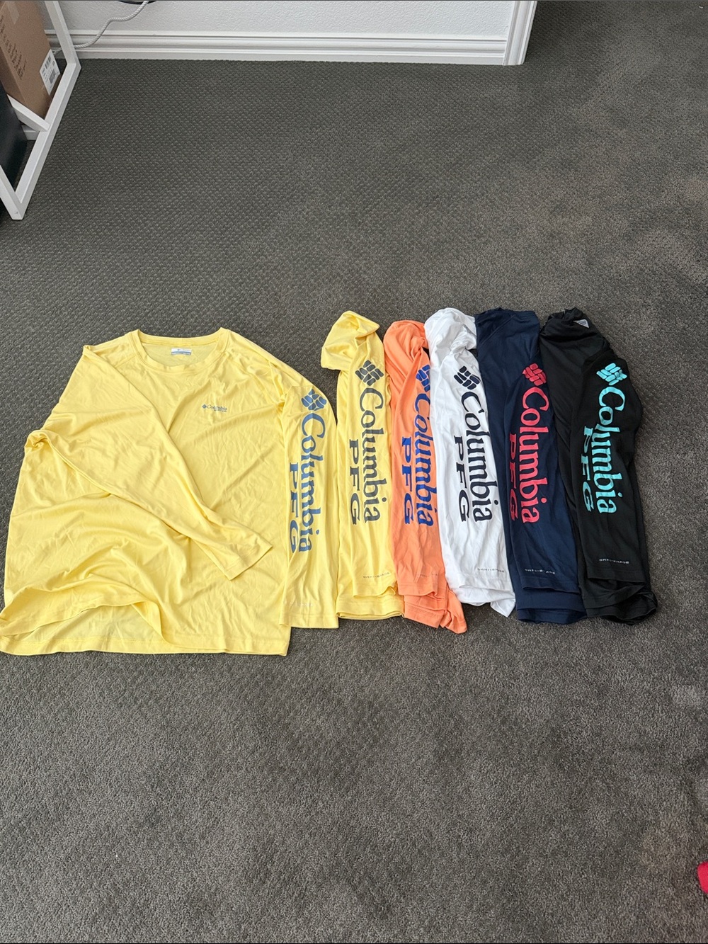 Columbia Long Sleeve Logo Tee Pack - Yellow, Orange, White, Navy, Black 2XL